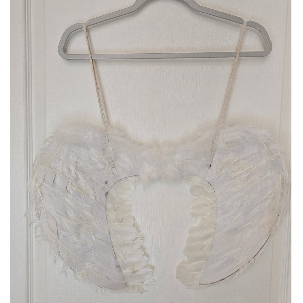 White Feather Angel Wings and Tinsel Halo Headband Costume Set Halloween Cosplay